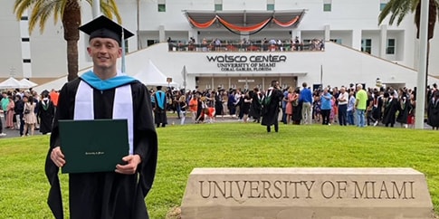 Hemophilia A patient, Zach Mullins, on graduation day from University of Miami