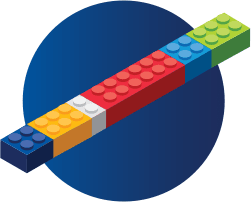 Graphic of blocks depicting the 6 main sections of natural FVIII protein