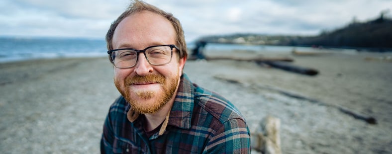 My Kovaltry Conversation Banner Billy Eshleman My Kovaltry Conversation banner of hemophilia A patient, Billy Eshleman, with text: A musician, board game enthusiast, and community advocate, Billy doesn’t let his hemophilia A stop him from doing the things he loves.