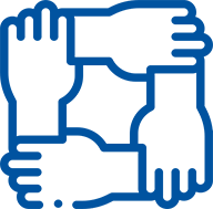Hand holding indicating community bonding Hand holding in square shape