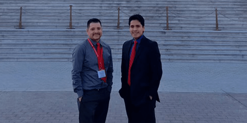 Hemophilia A patient, Daniel Cruz with his father Hemophilia A Patient, Daniel Cruz, smiling with his father